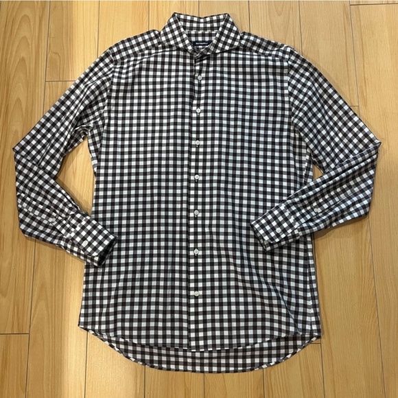 SUITSUPPLY EUC Brown Checkered Button Front Shirt 40 15 3/4 - Picture 1 of 5